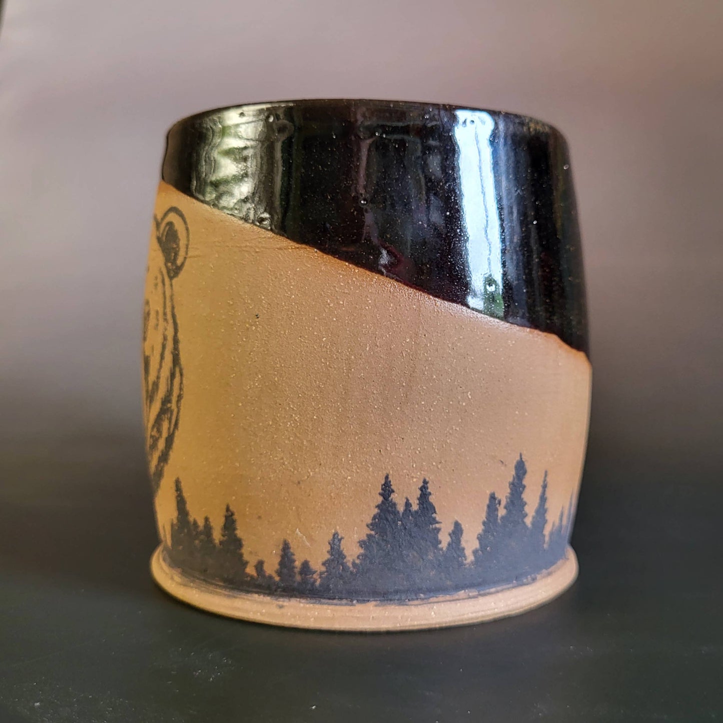 Divine Vessels Pottery - Grizzly Bear Mug with Brown Glaze