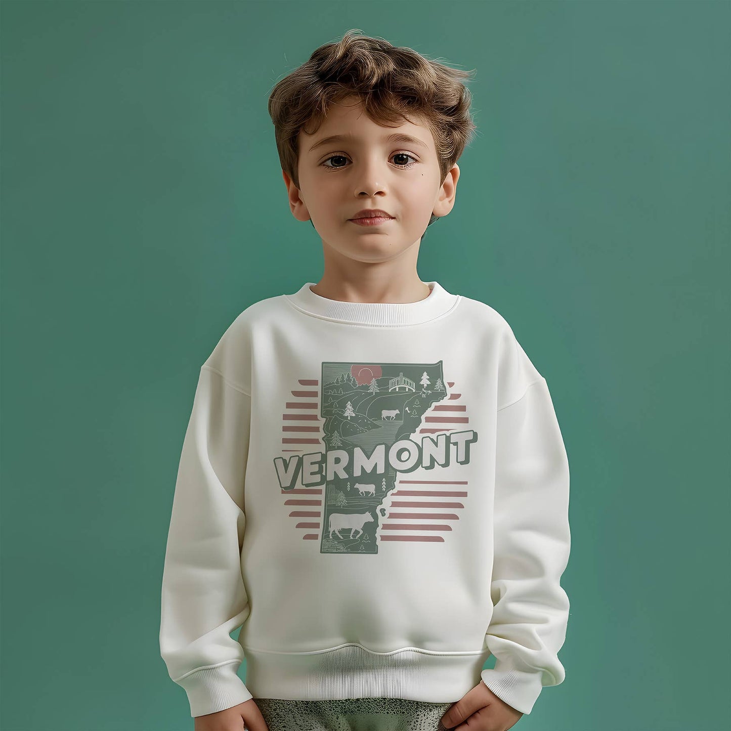 Peanut Bunny - Patriotic Vermont State Pride Kid's Sweatshirt