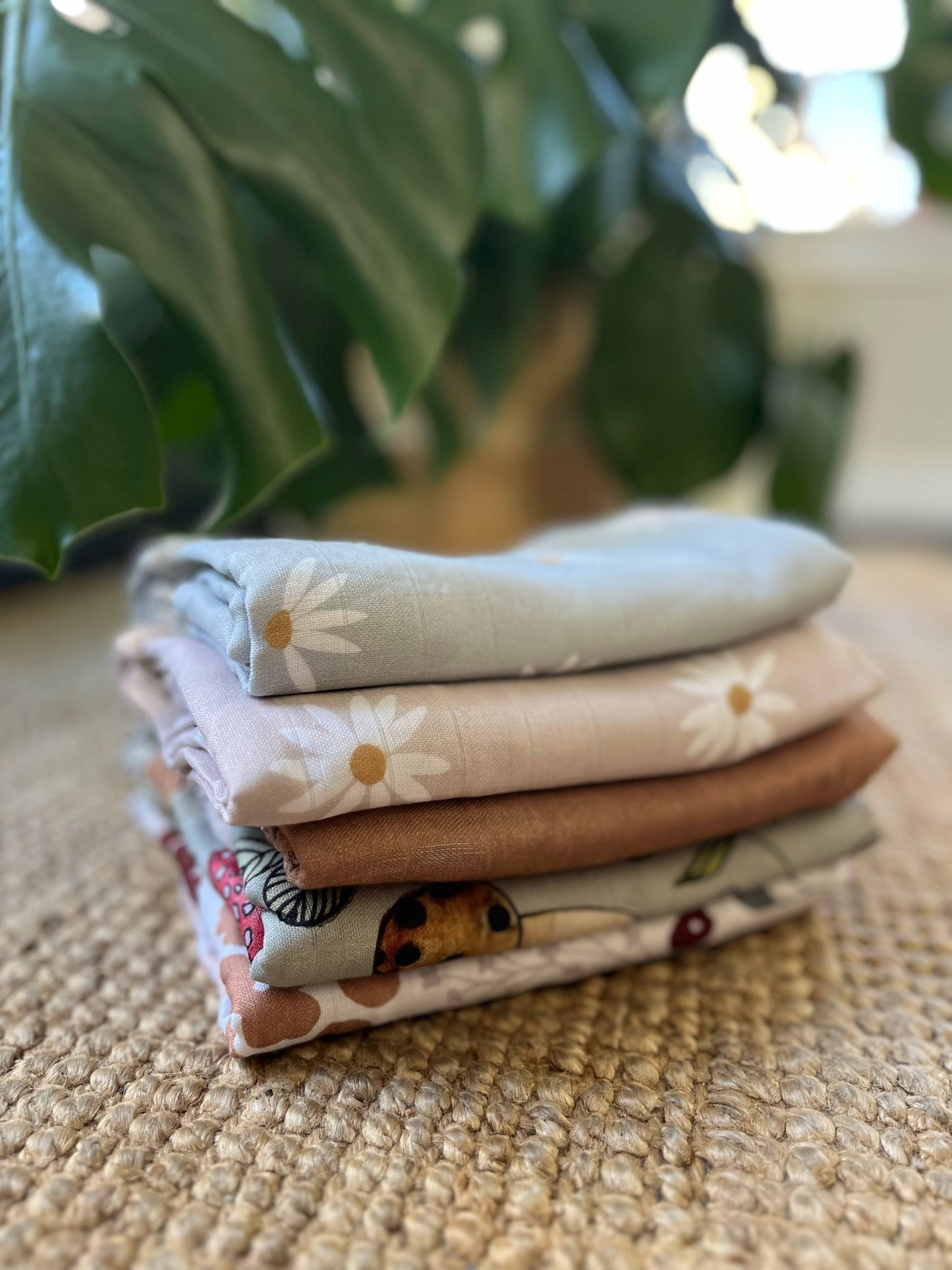 Daisy Swaddle Blanket, Pink Floral Muslin Baby Blanket