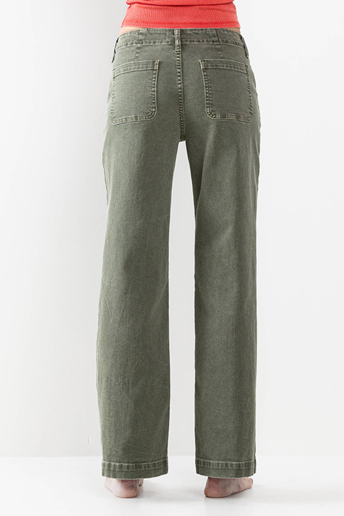 SneakPeek - MID RISE TROUSER WITH CENTER SEAMS IN OLIVE SP-P12625OV
