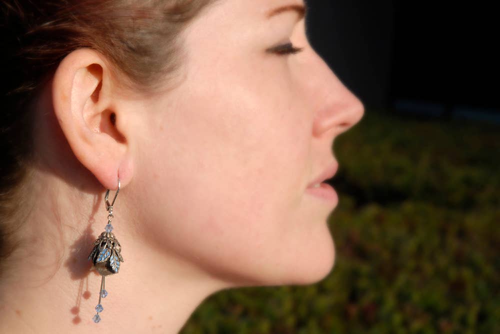 NoMonet - Flower Fairy: Rose Flower Hand Painted Leaves Earrings