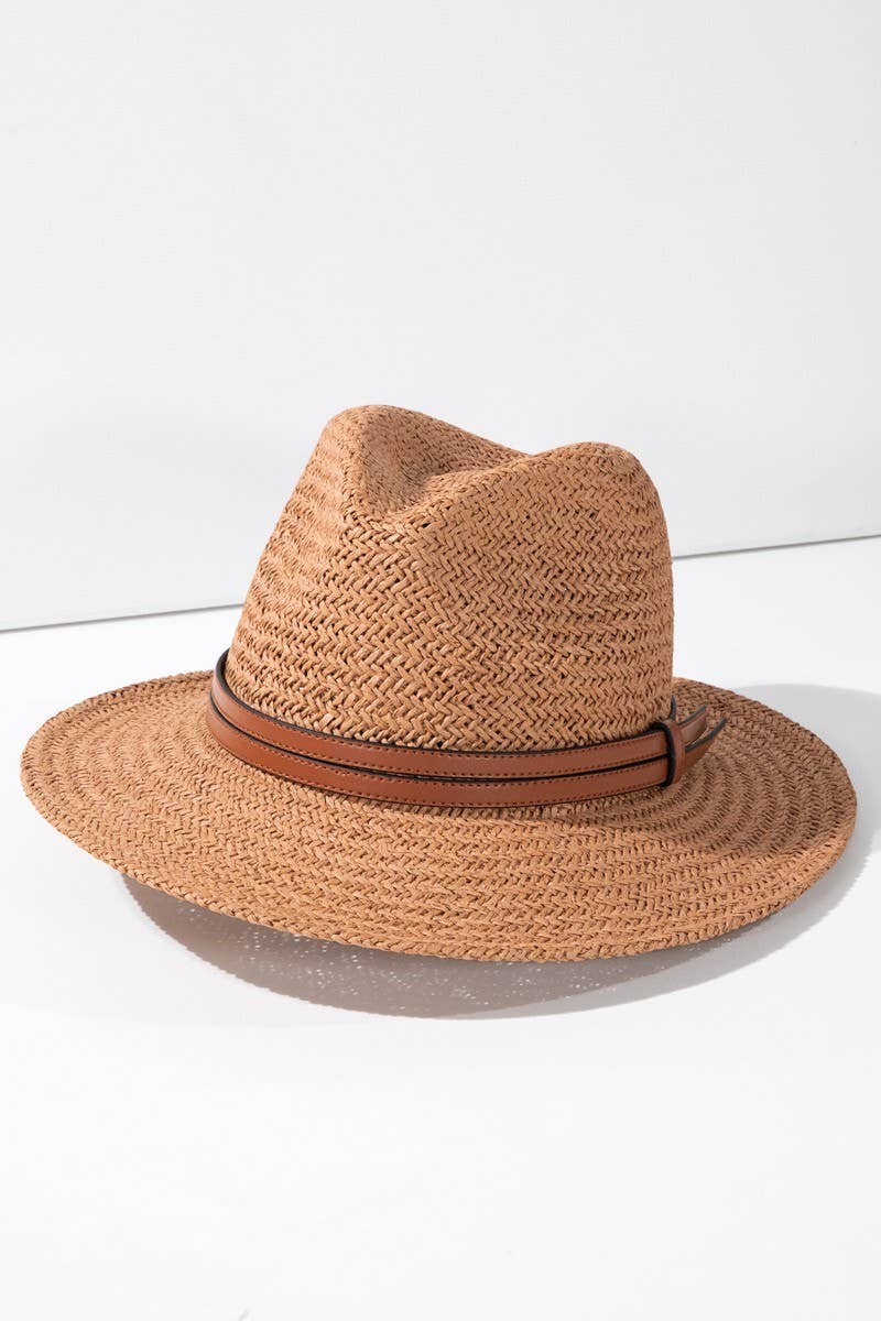 Urbanista Outlet - Panama Hat with Faux Leather Band Accent