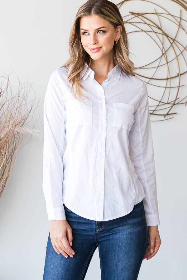 LONGSLEEVE COLLAR SHIRT FRONT BUTTON CLOSURE