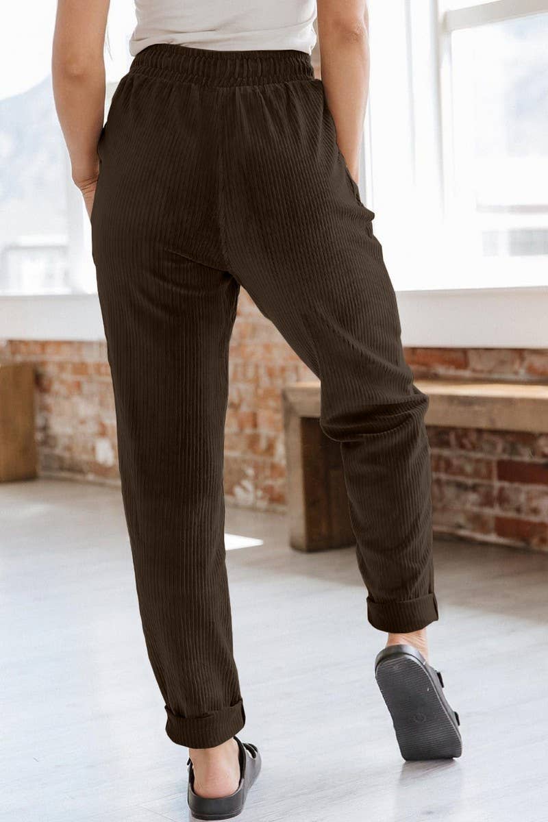 NINEXIS - CWBLP0479_CORDUROY ELASTIC WAISTBAND SIDE POCKET TROUSERS