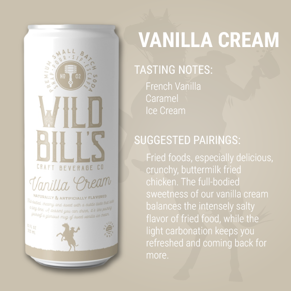 Wild Billβs Craft Beverage Co. - Vanilla Cream - Premium Cane Sugar Soda, 12-Pack, Cans