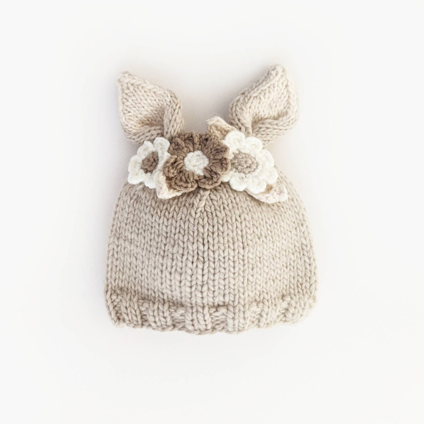 Huggalugs - Flower Bunny Beanie Oatmeal Flower Beanie Baby & Kids