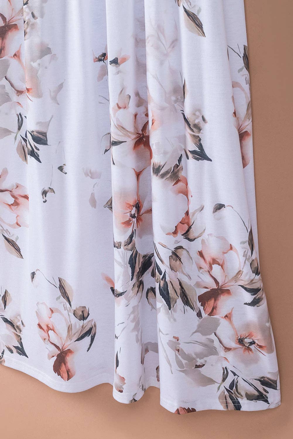 Lovesoft - White Striped Floral Print Sleeveless Maxi Dress with Pocket