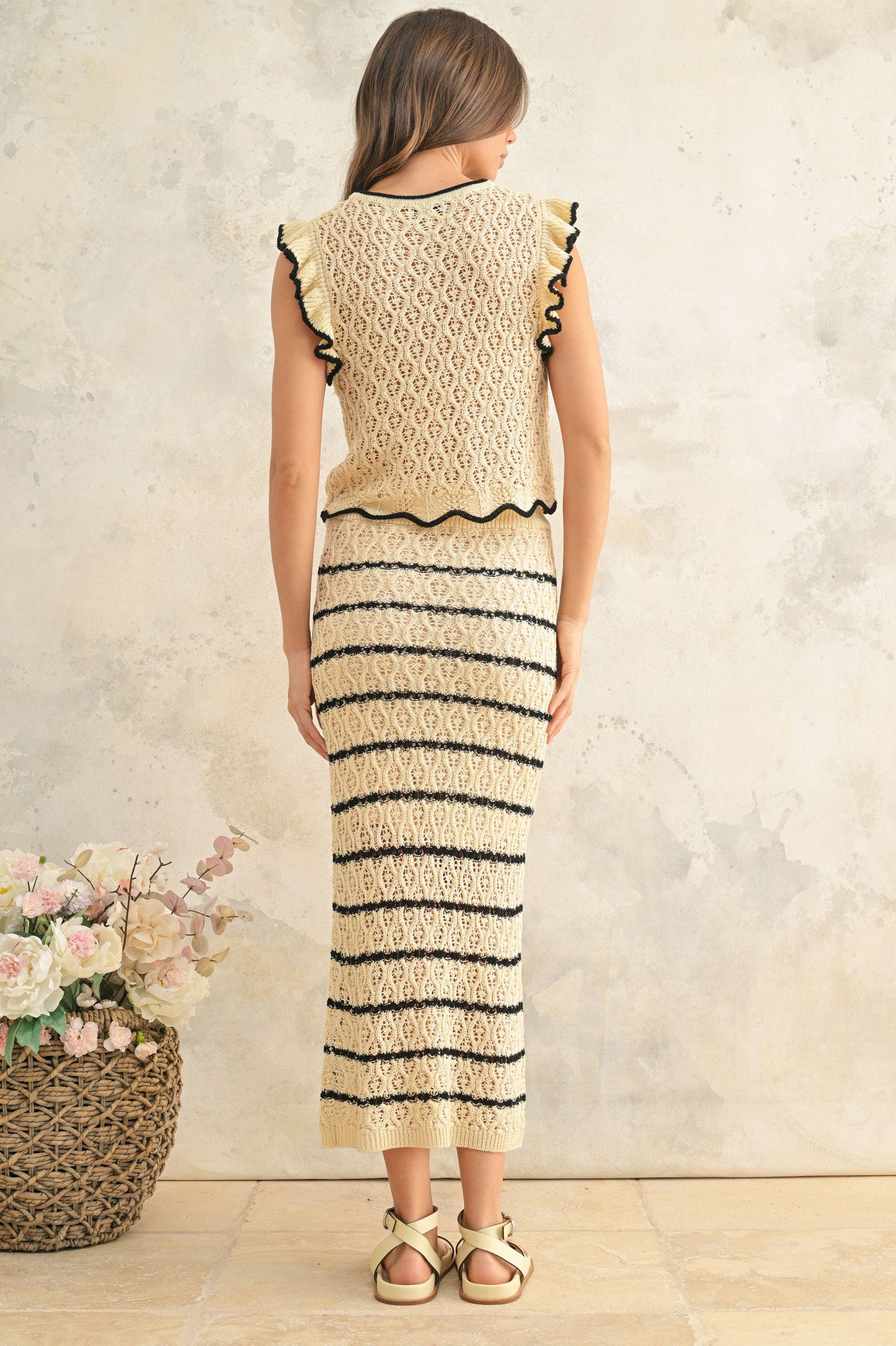 MIOU MUSE - S3919ST CROCHET KNITTED SKIRT