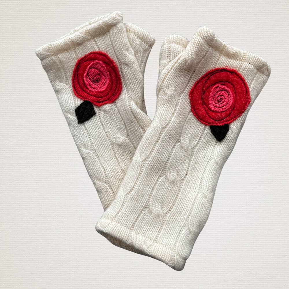 Sardine Clothing Co. - Fingerless Cashmere Gloves-Blooming Rose