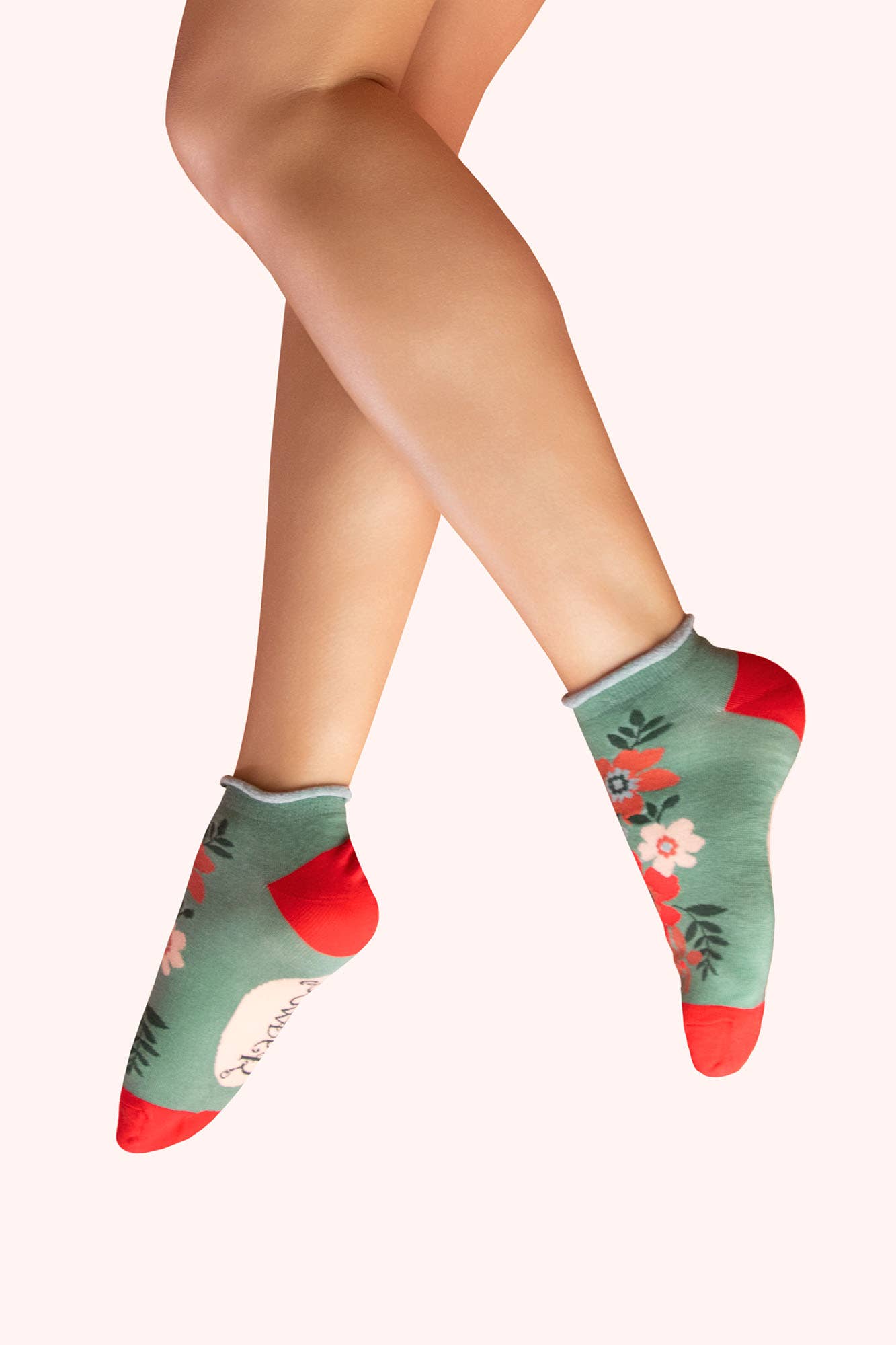 Powder Design inc - US - Women's Trainer Socks - Floral Spray, Olive