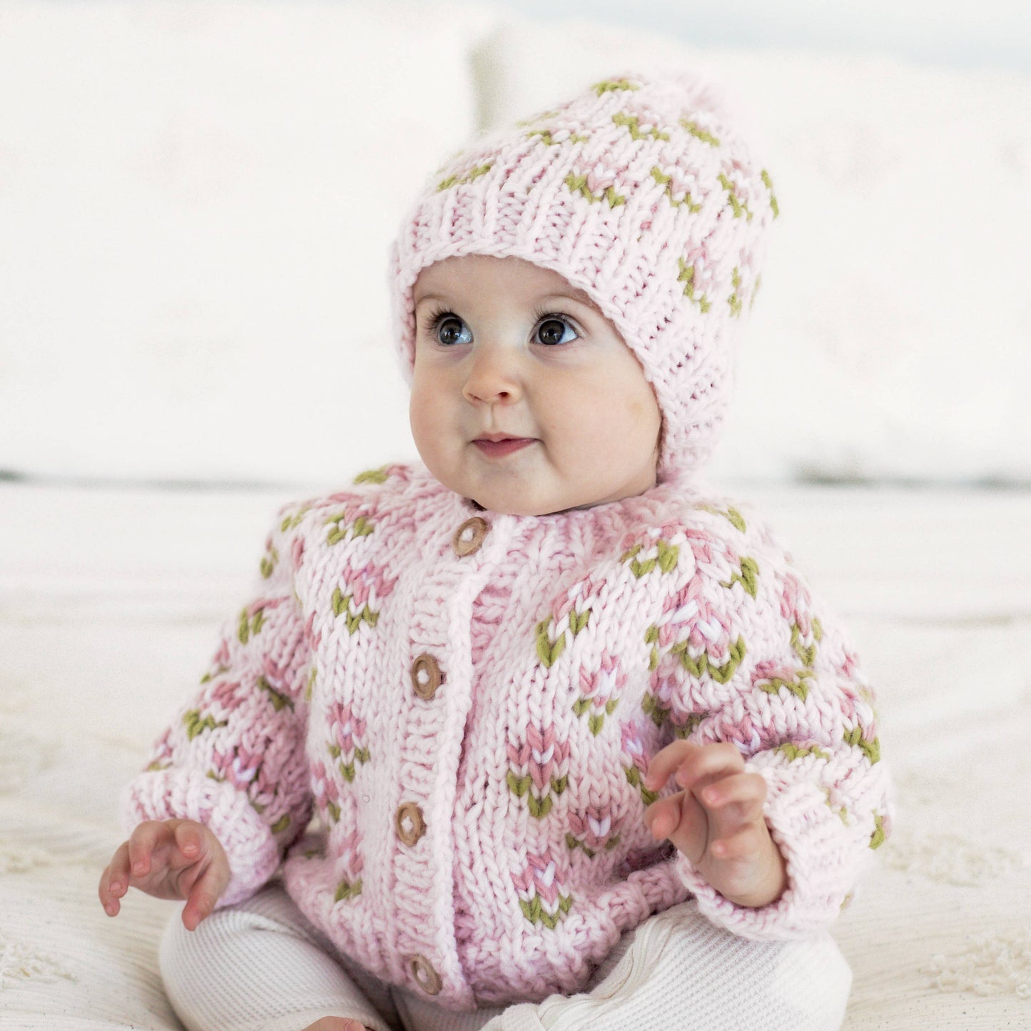 Huggalugs - Bitty Blooms Blush Cardigan Sweater for Baby & Toddler