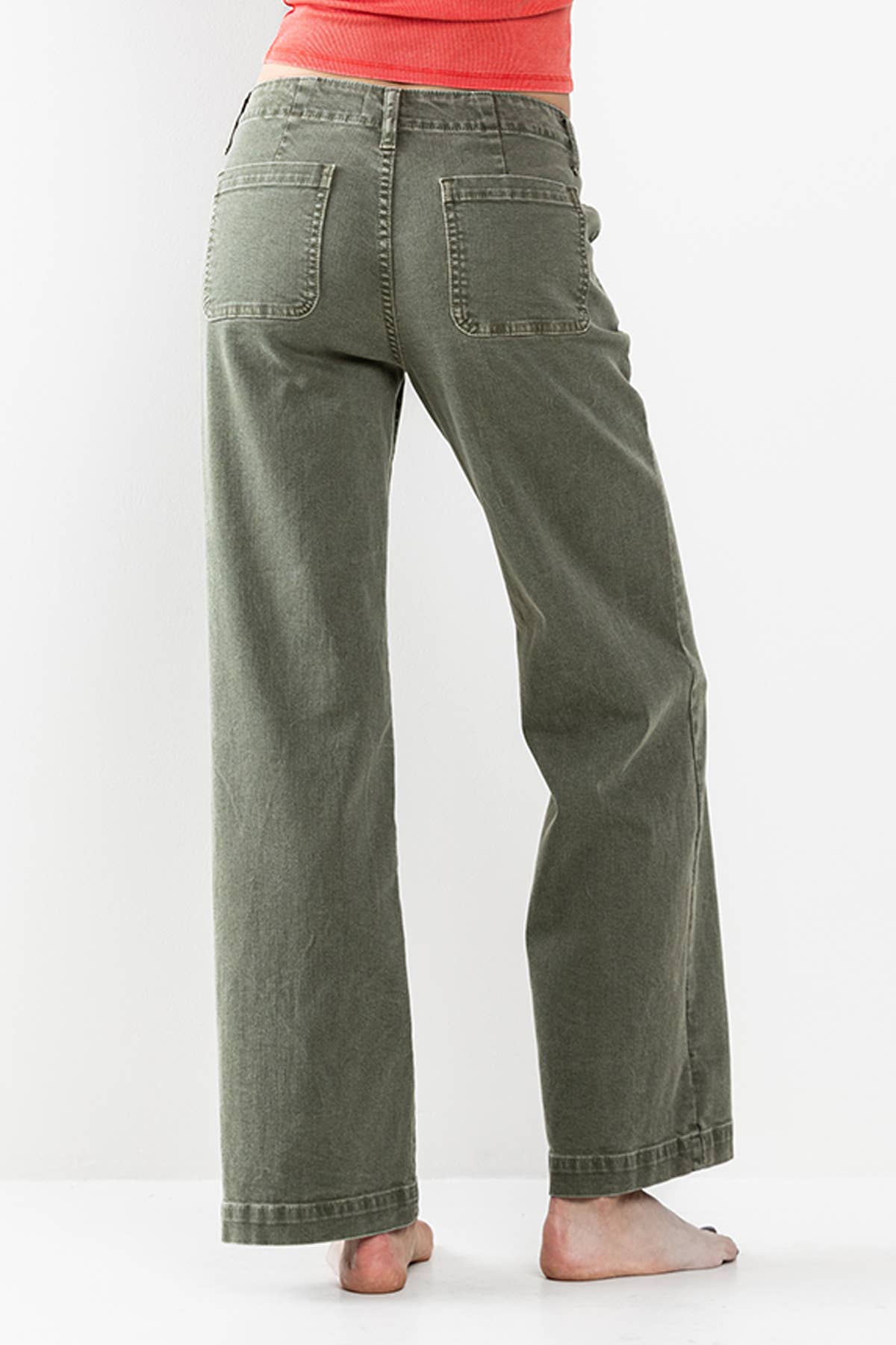 SneakPeek - MID RISE TROUSER WITH CENTER SEAMS IN OLIVE SP-P12625OV