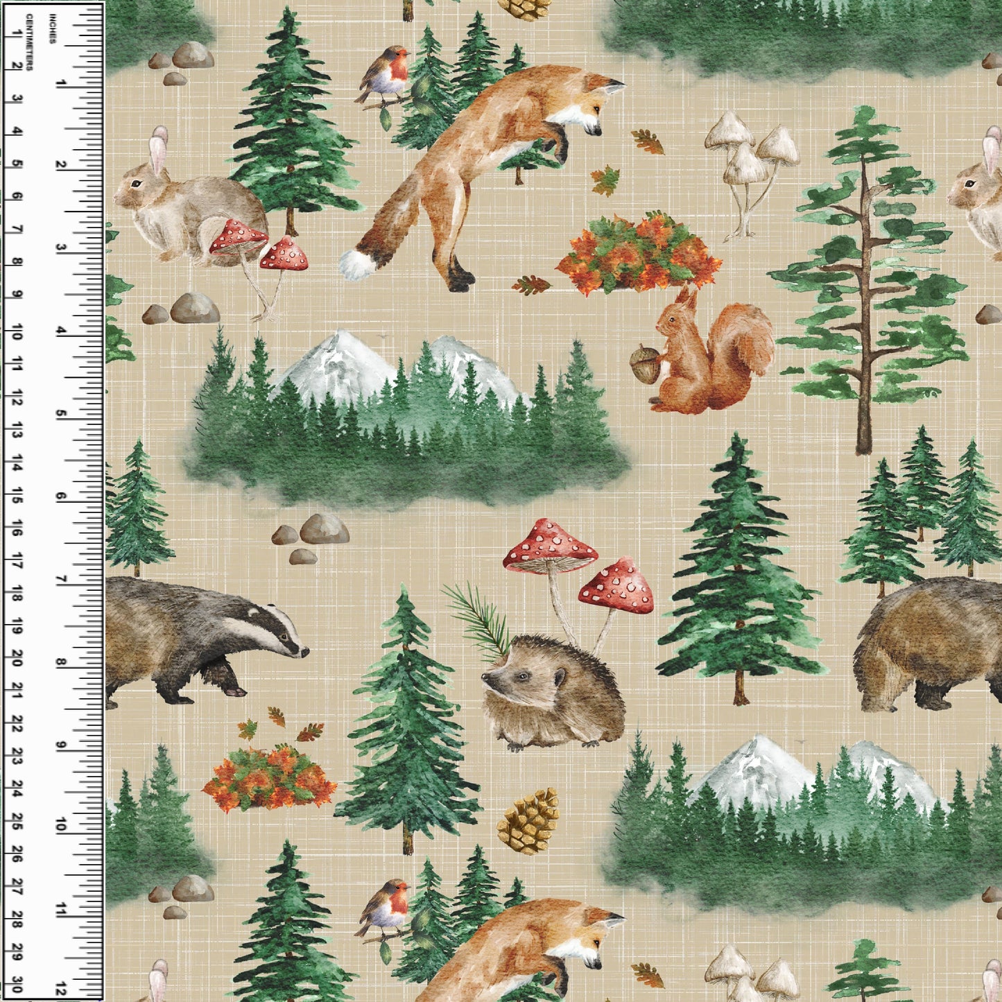 Busy Little Stitches - Forest Critters Watercolour Beige Linen Toddler Blanket