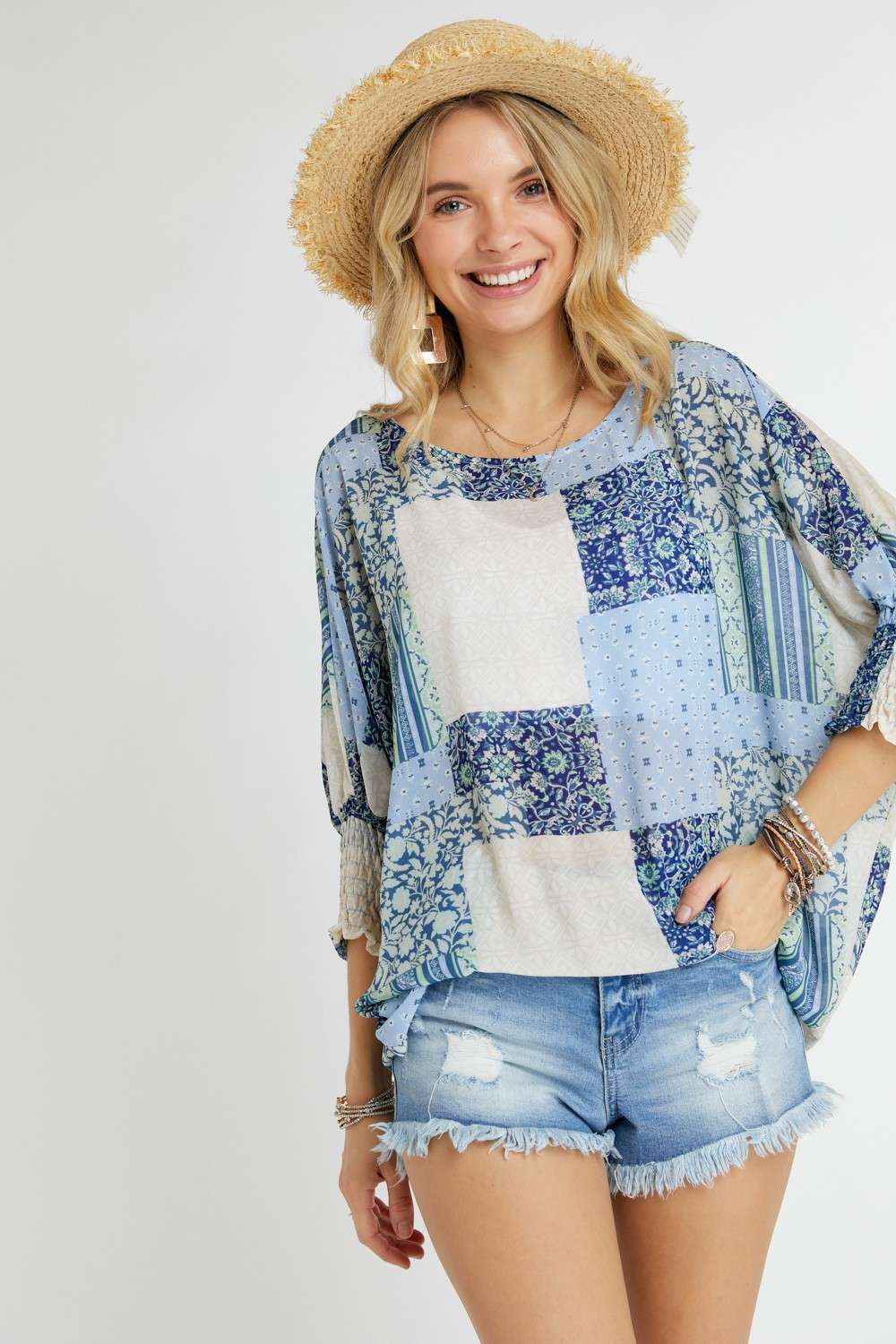 Madelyn - LT16168 - BOAT NECK LOOSE FIT BELL SLEEVE TOP