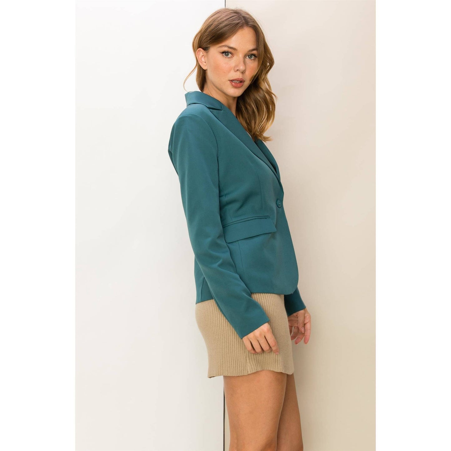 DIAL MY NUMBER SINGLE BUTTON BLAZER: BLACK / L