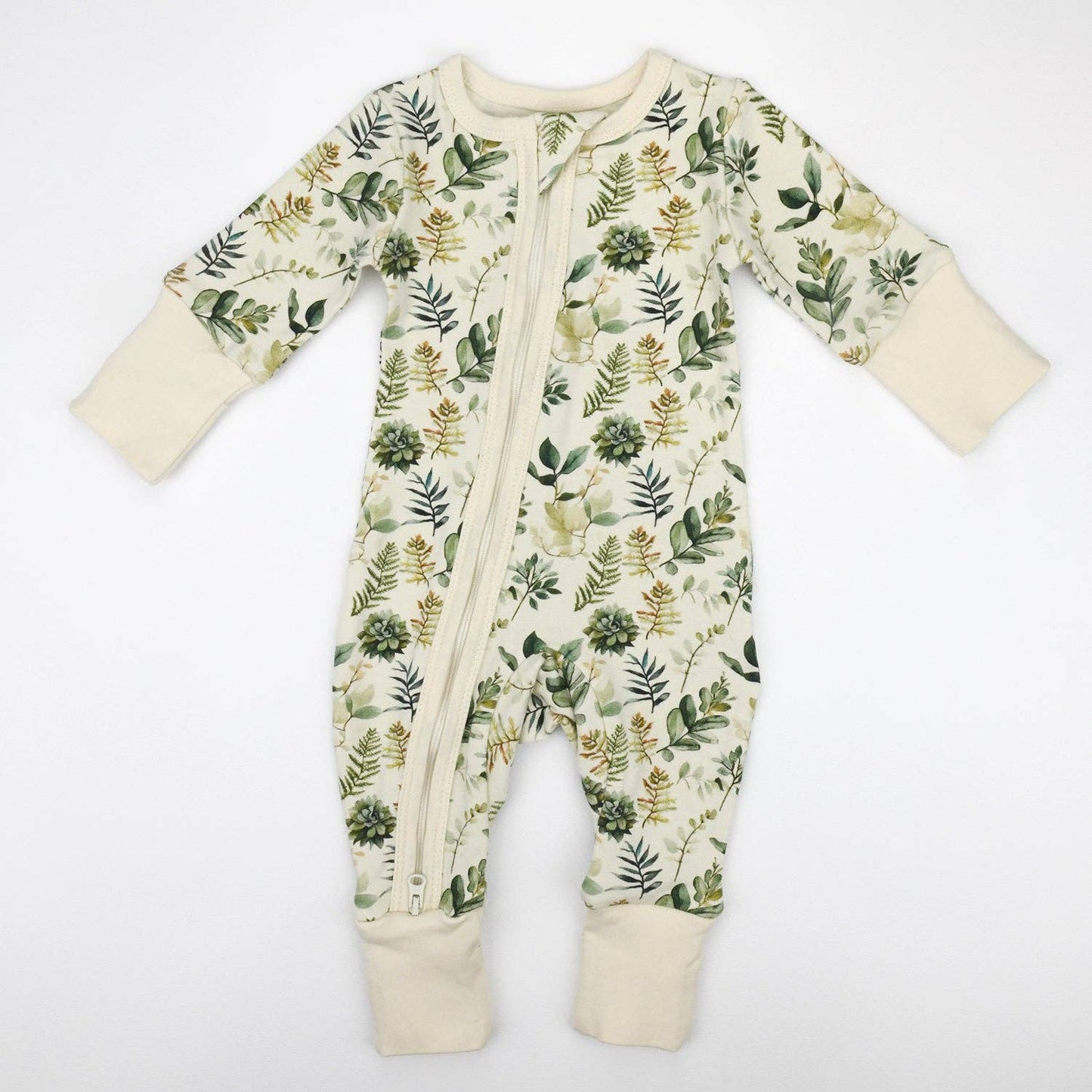 Earthy - Organic Cotton Baby Pajamas 2-Way Zip Front Zipper Sleeper, Ivy