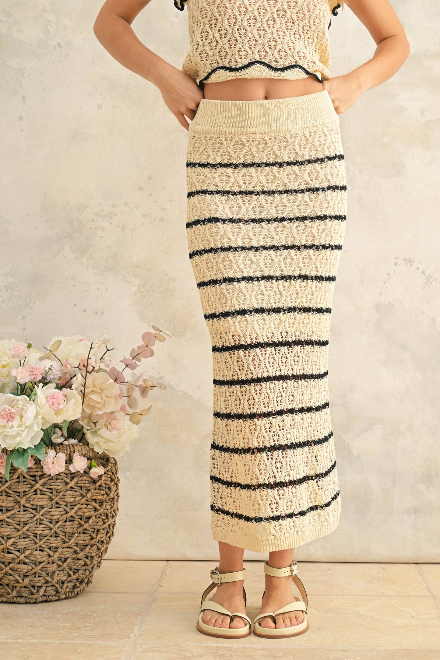 MIOU MUSE - S3919ST CROCHET KNITTED SKIRT