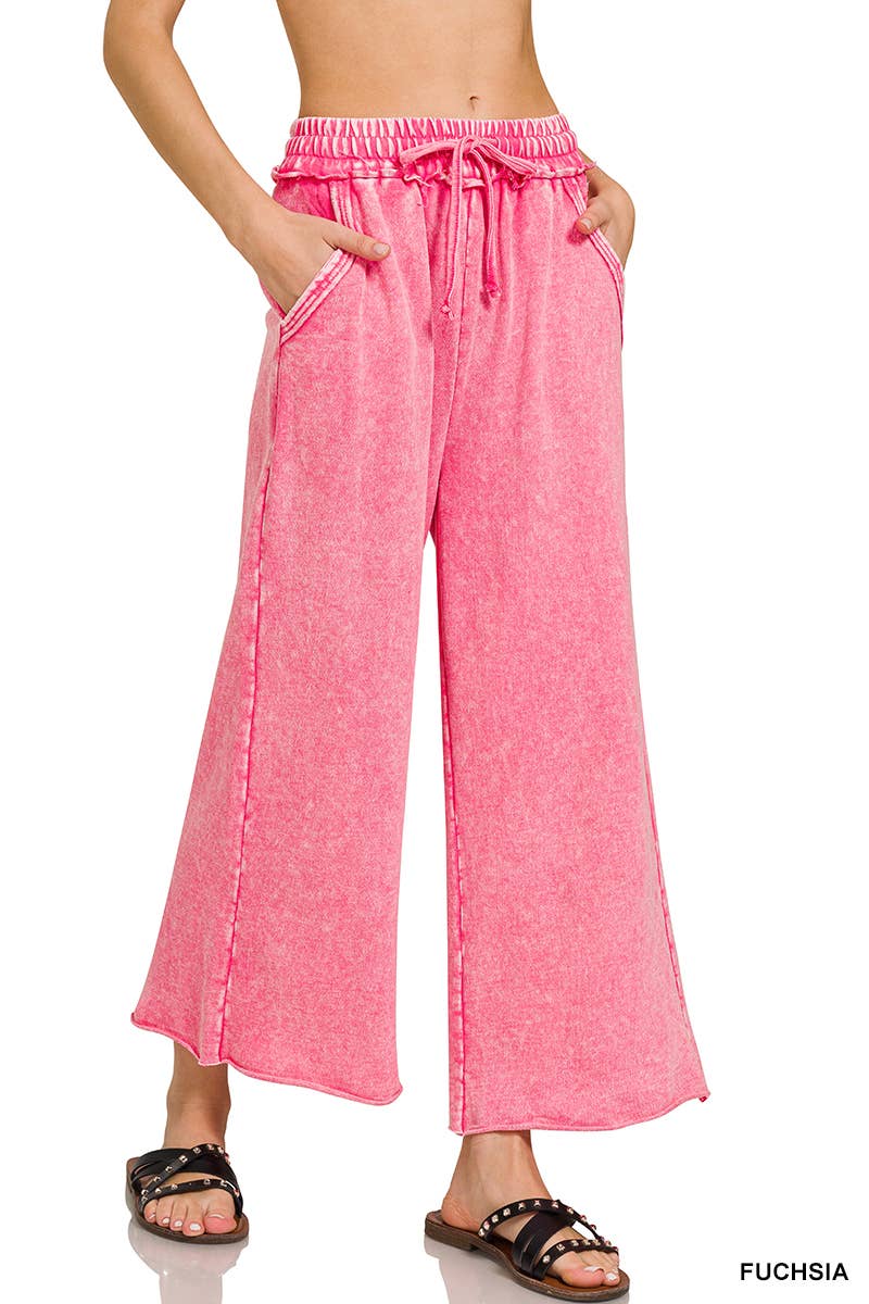 42POPS - 0615 Acid wash French Terry Pants w/ Pockets SI-25413