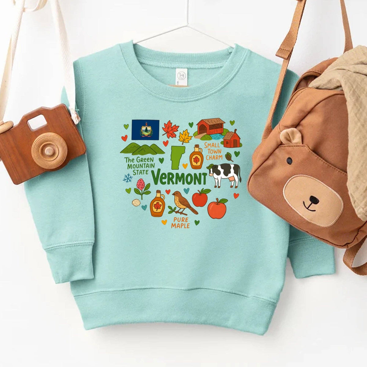 EnjoyMyDesign - Vermont Kids T-Shirt – Green Mountain State Icons