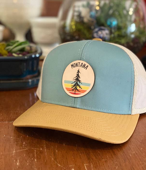 MT Brand Apparel - Colorful Pine - Leather Patch Hat - CUSTOMIZABLE