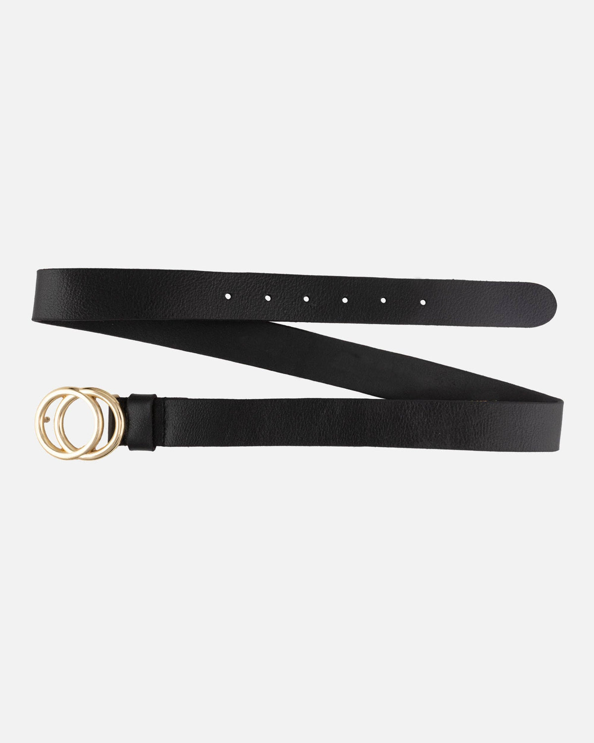 Amsterdam Heritage Leather Belts, Bags, Jackets & Apparel - Caia | Double Ring Leather Belt with Gold Buckle