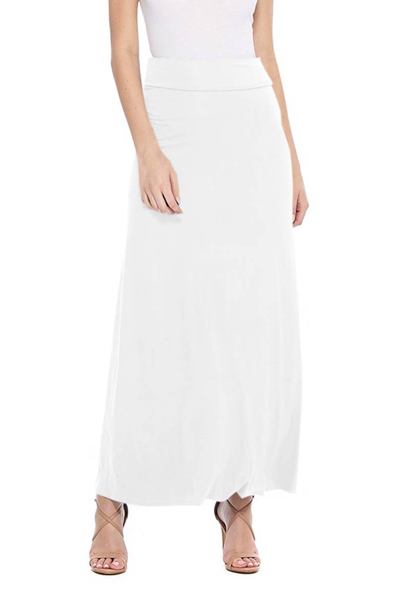 Solid Color Basic Casual Knit Long Maxi Skirt