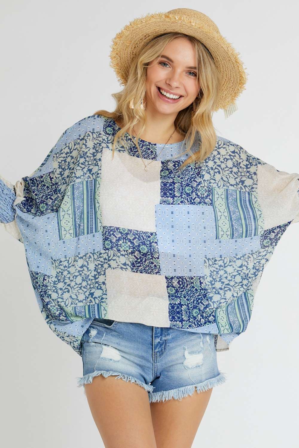 Madelyn - LT16168 - BOAT NECK LOOSE FIT BELL SLEEVE TOP