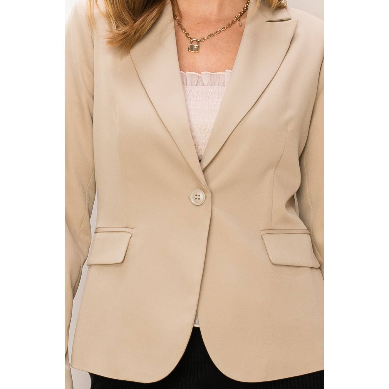 DIAL MY NUMBER SINGLE BUTTON BLAZER: BLACK / L