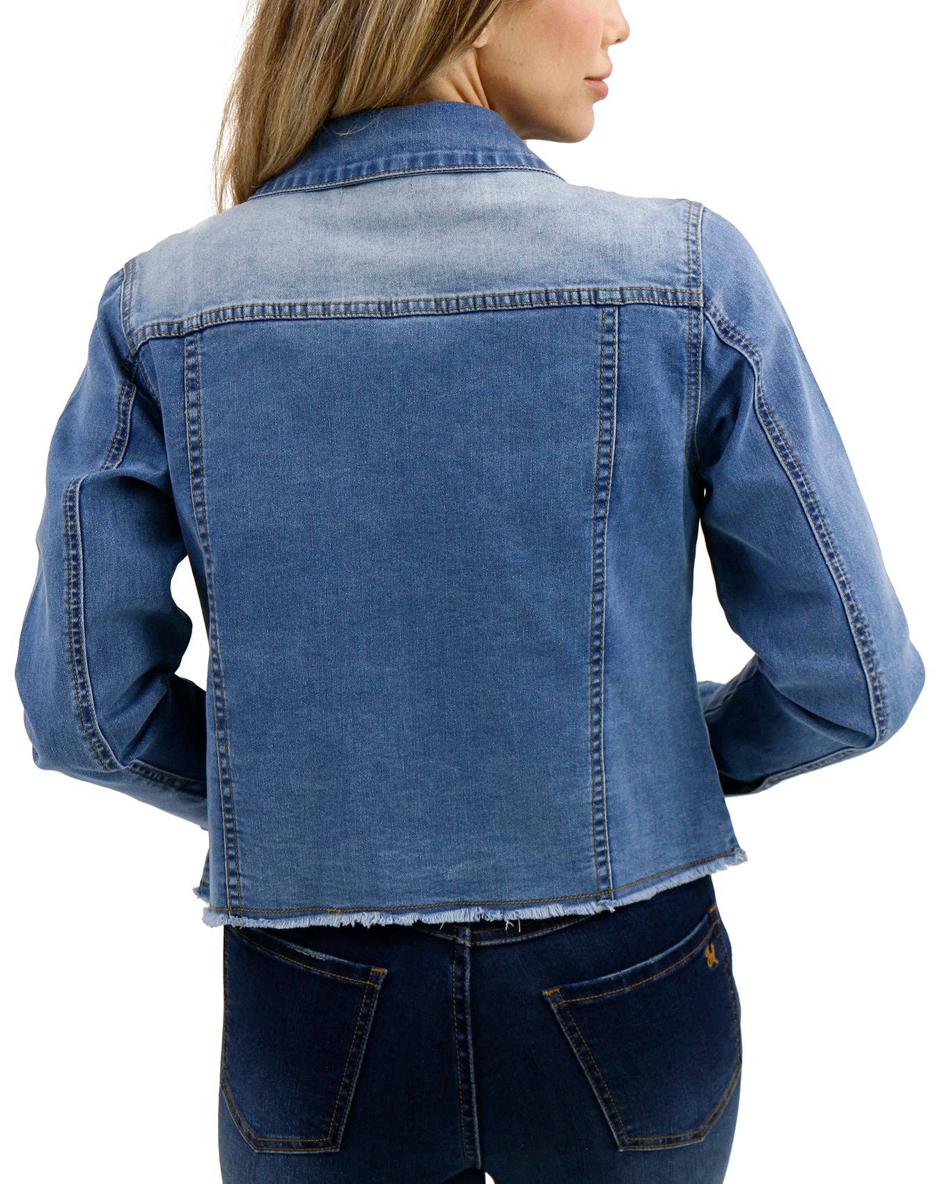 Grace and Lace - Soft Wash Denim Jacket in Mid-Wash
