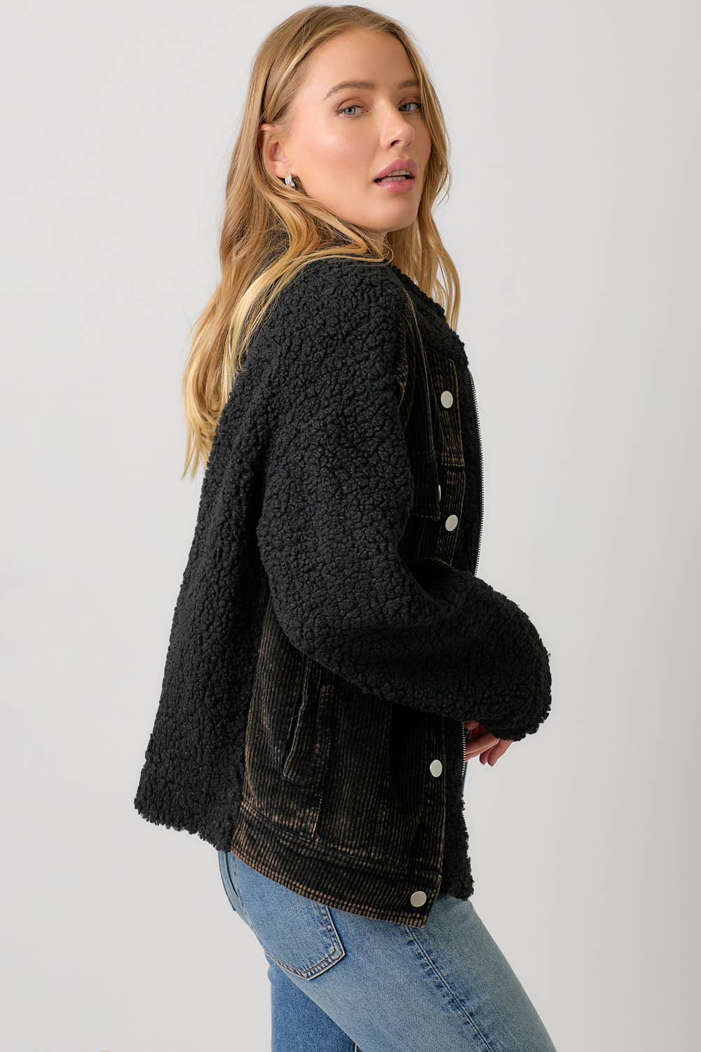 Mystree - 60817 Corduroy Mixed Sherpa Jacket