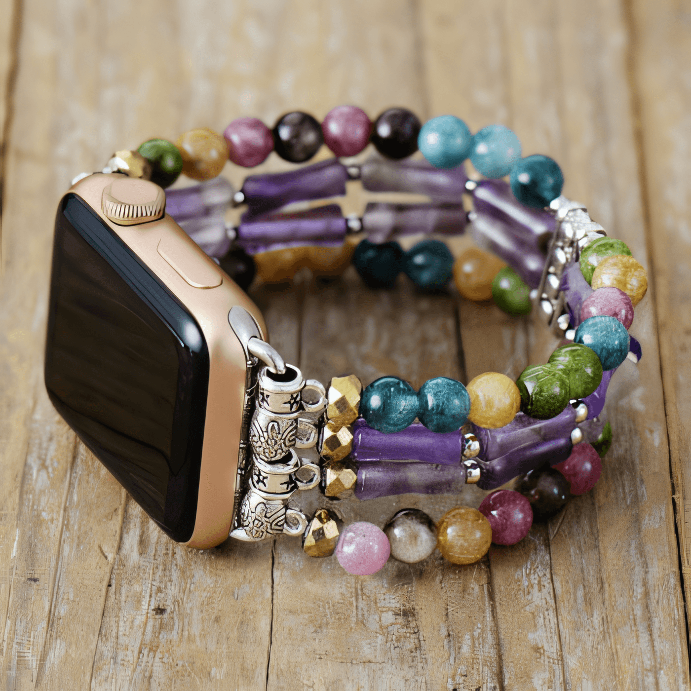 Mosaic Amethyst Stretch Apple Watch Strap: Large