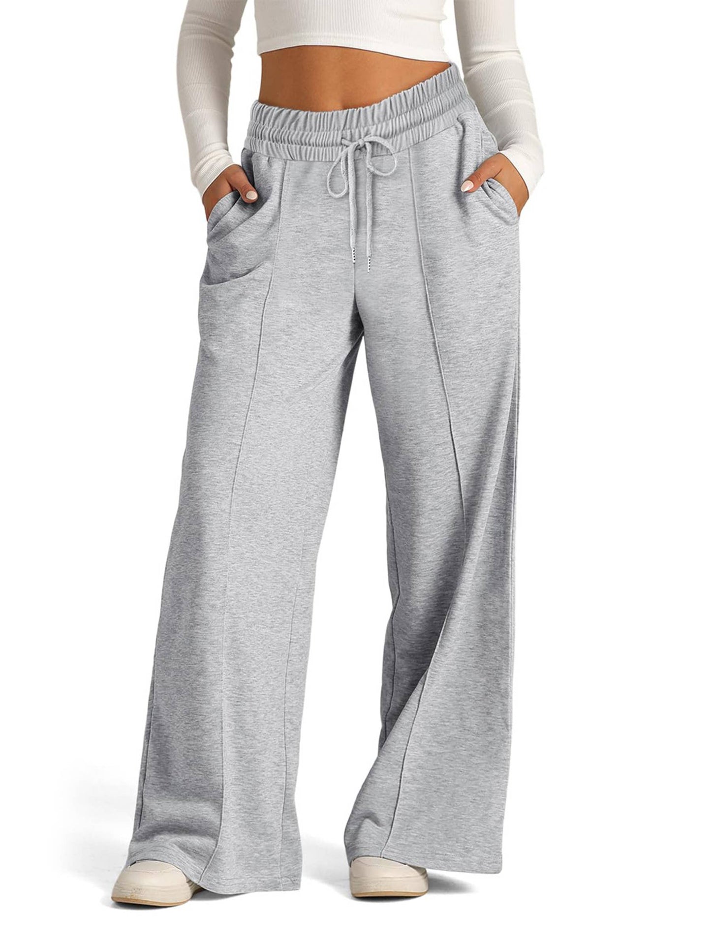 Wholesalesir - Solid Color Waist Wide Leg Casual Pants