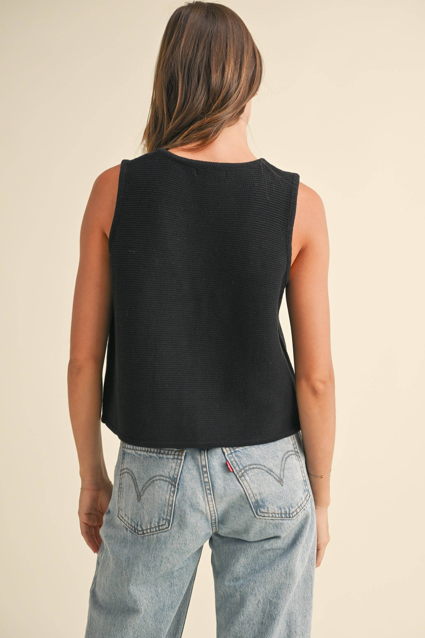 MIOU MUSE - T4076 TIED FRONT KNITTED VEST