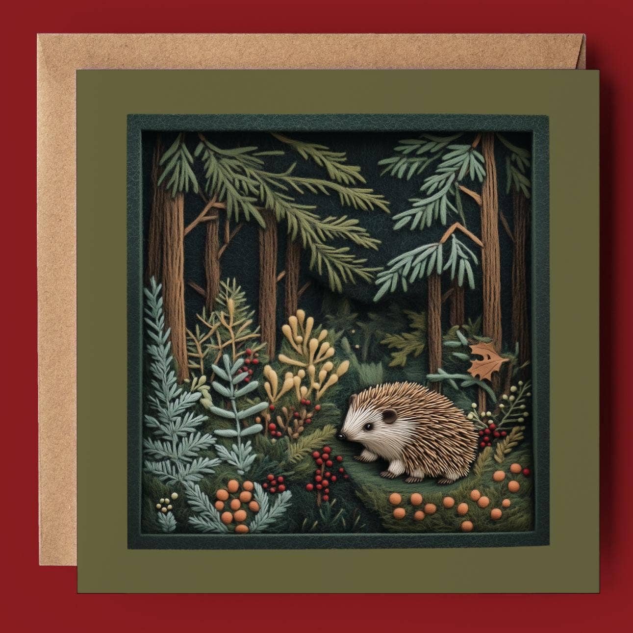 Good Post Day - Deep Forest Hedgehog 2D Printed Shadow Box Card
