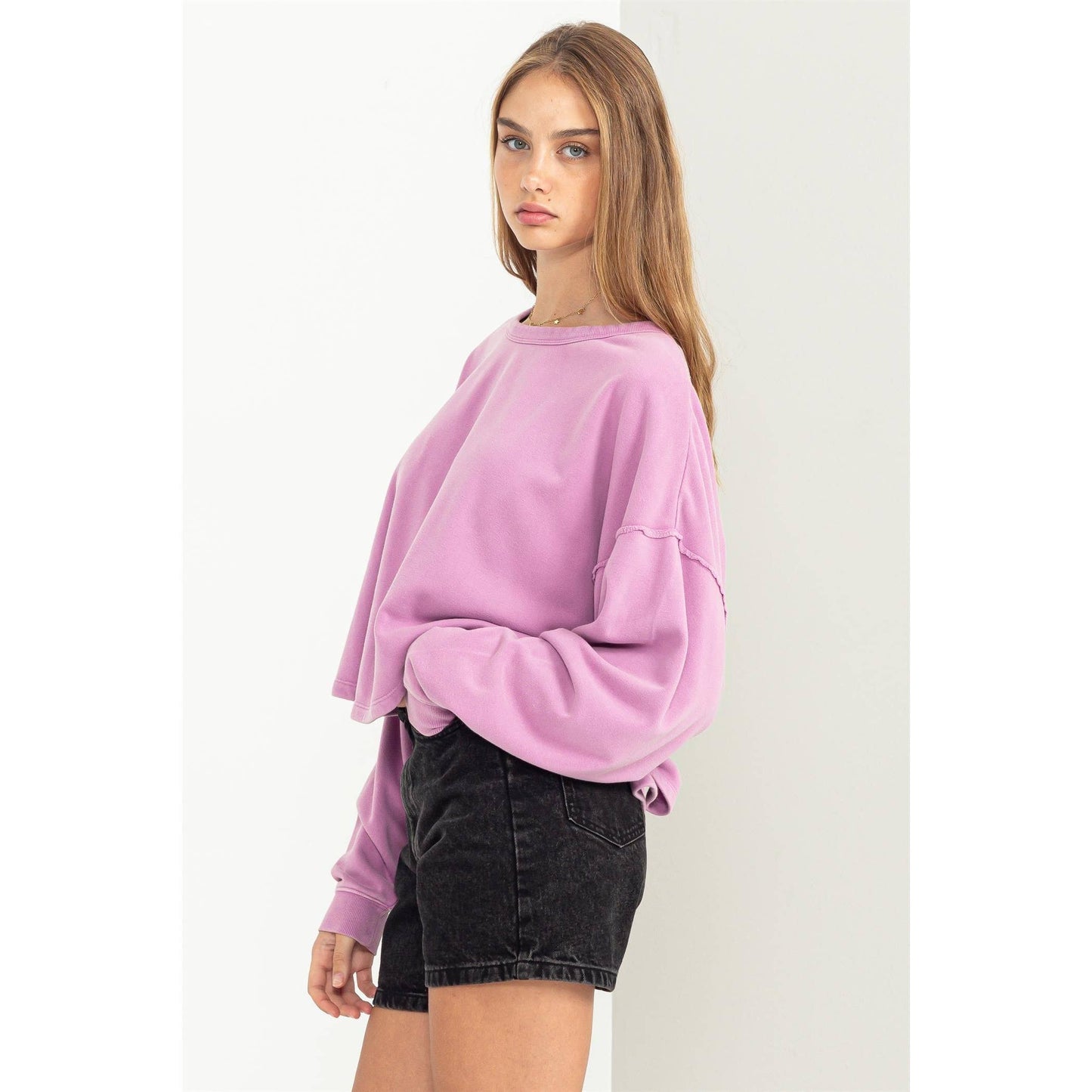 LEISURE LOVING OVERSIZED SWEATSHIRT: VINTAGE PLUM / S