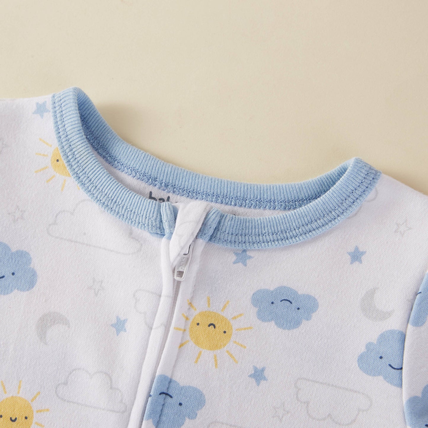 Lollipop Dreams - Cloud Sun Star Moon Pattern Zipper Footie Pajamas Romper