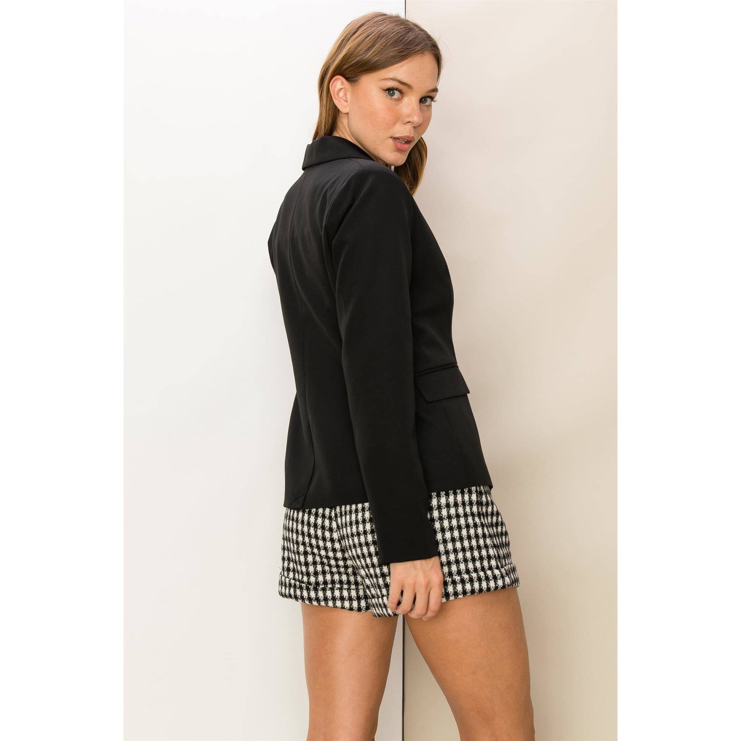 DIAL MY NUMBER SINGLE BUTTON BLAZER: BLACK / L