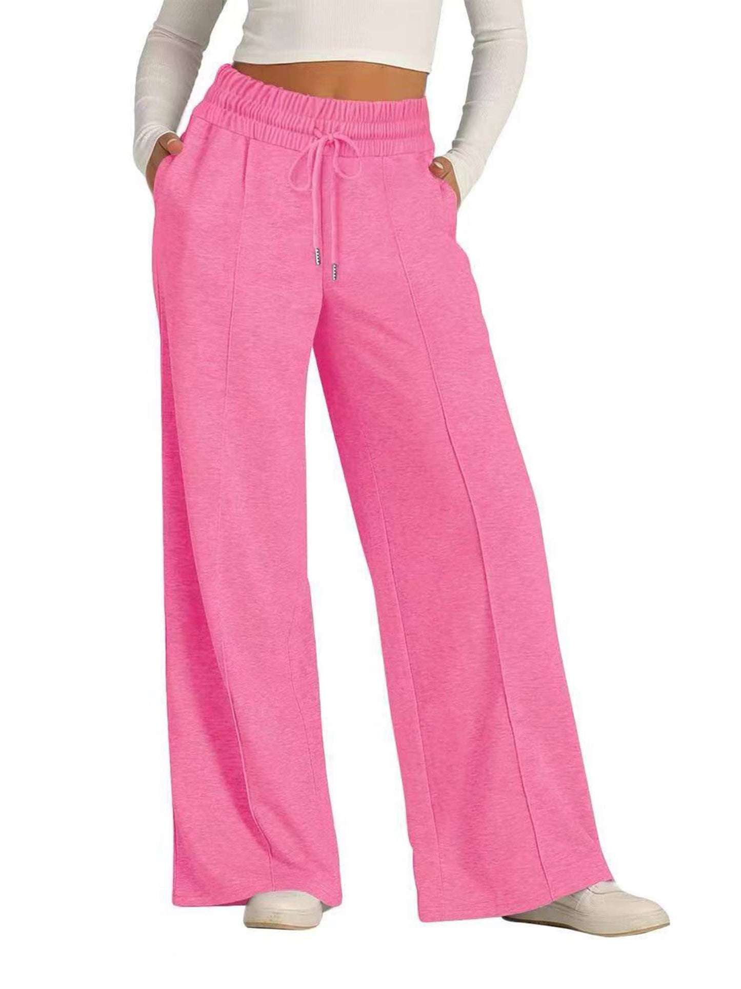 Wholesalesir - Solid Color Waist Wide Leg Casual Pants
