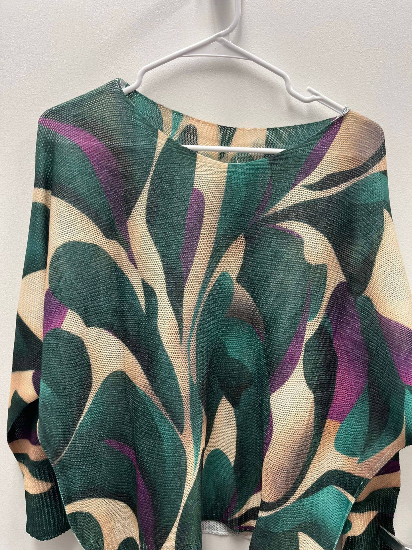 LOOWIE - Z455 Green Abstract Round Knit Printed Sweater LOOWIE