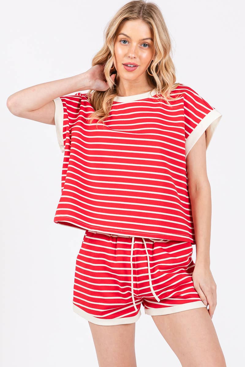 Sewn and Seen - STRIPED TERRY TOP AND SHORT SETS
