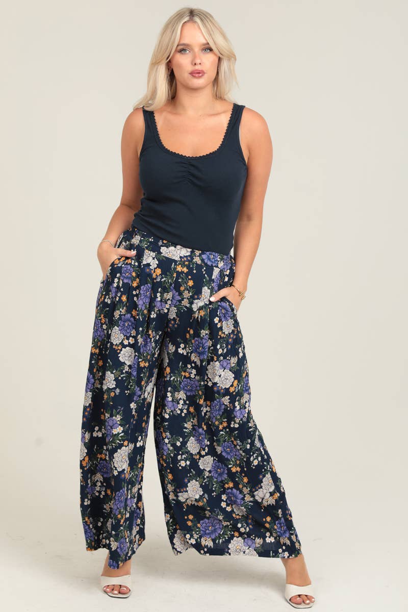 ANGIE - B3682-WB13 PRINTED WIDE LEG PANTS