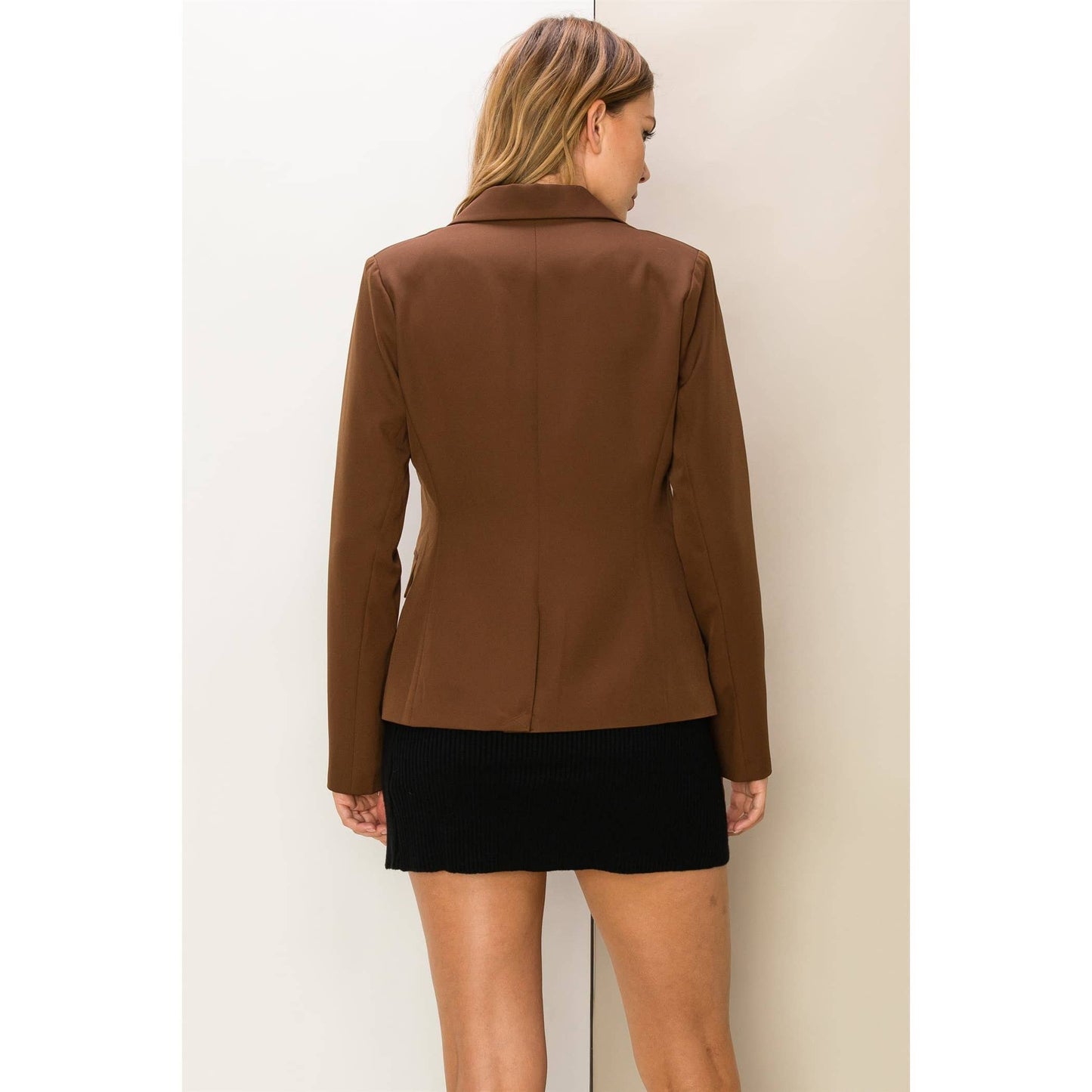 DIAL MY NUMBER SINGLE BUTTON BLAZER: BLACK / L