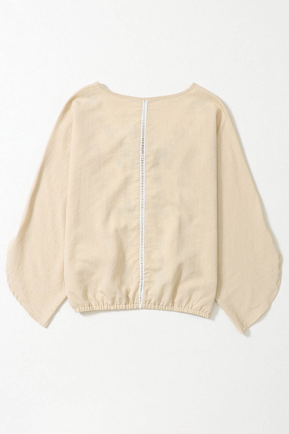 Lovesoft - Golden Fleece Lace Crochet Patchwork Slit Sleeve Loose Blouse