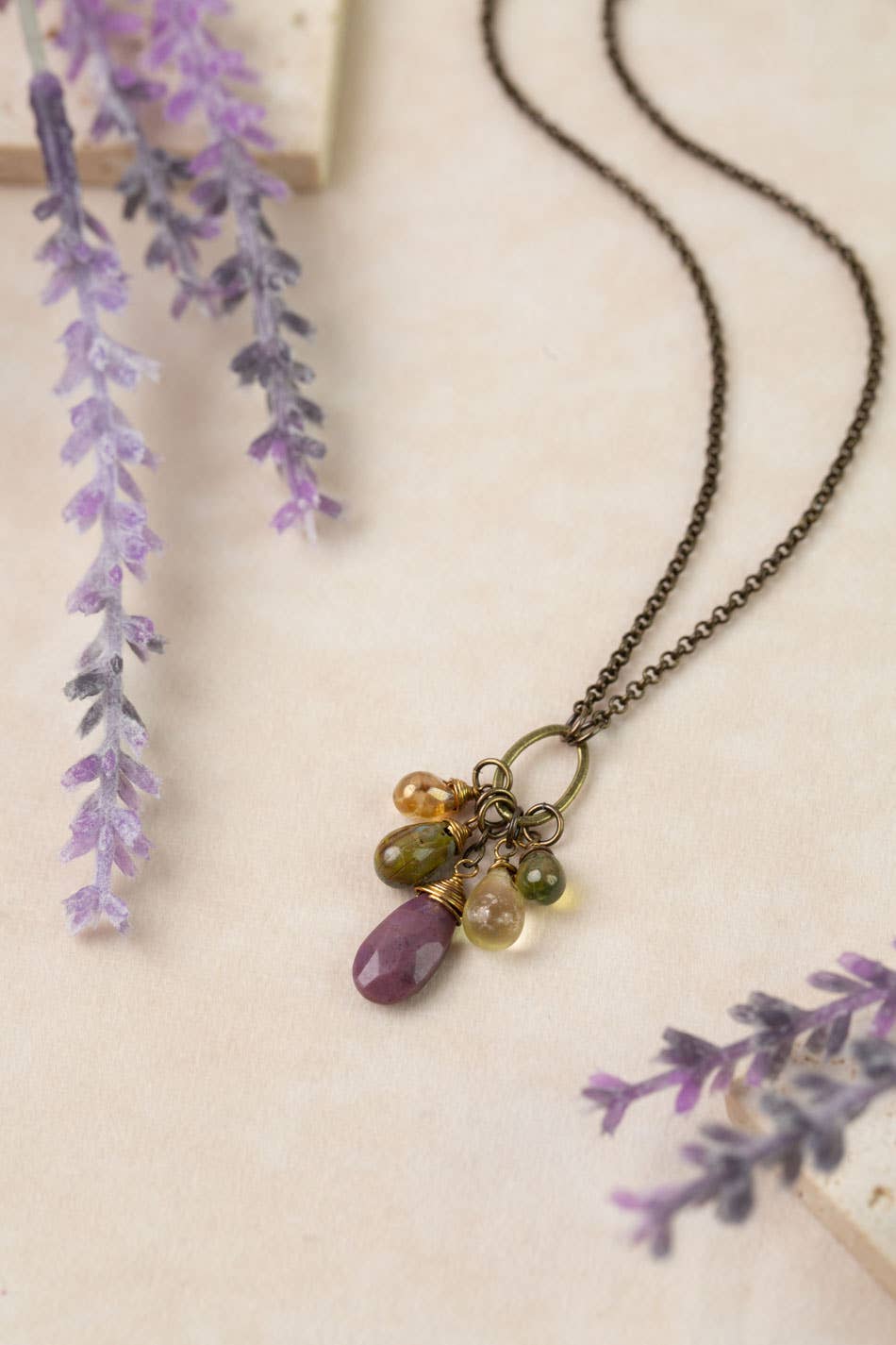 Anne Vaughan Designs Jewelry - Apatheia 18-20" Turkish Jade, Czech Glass Cluster Necklace