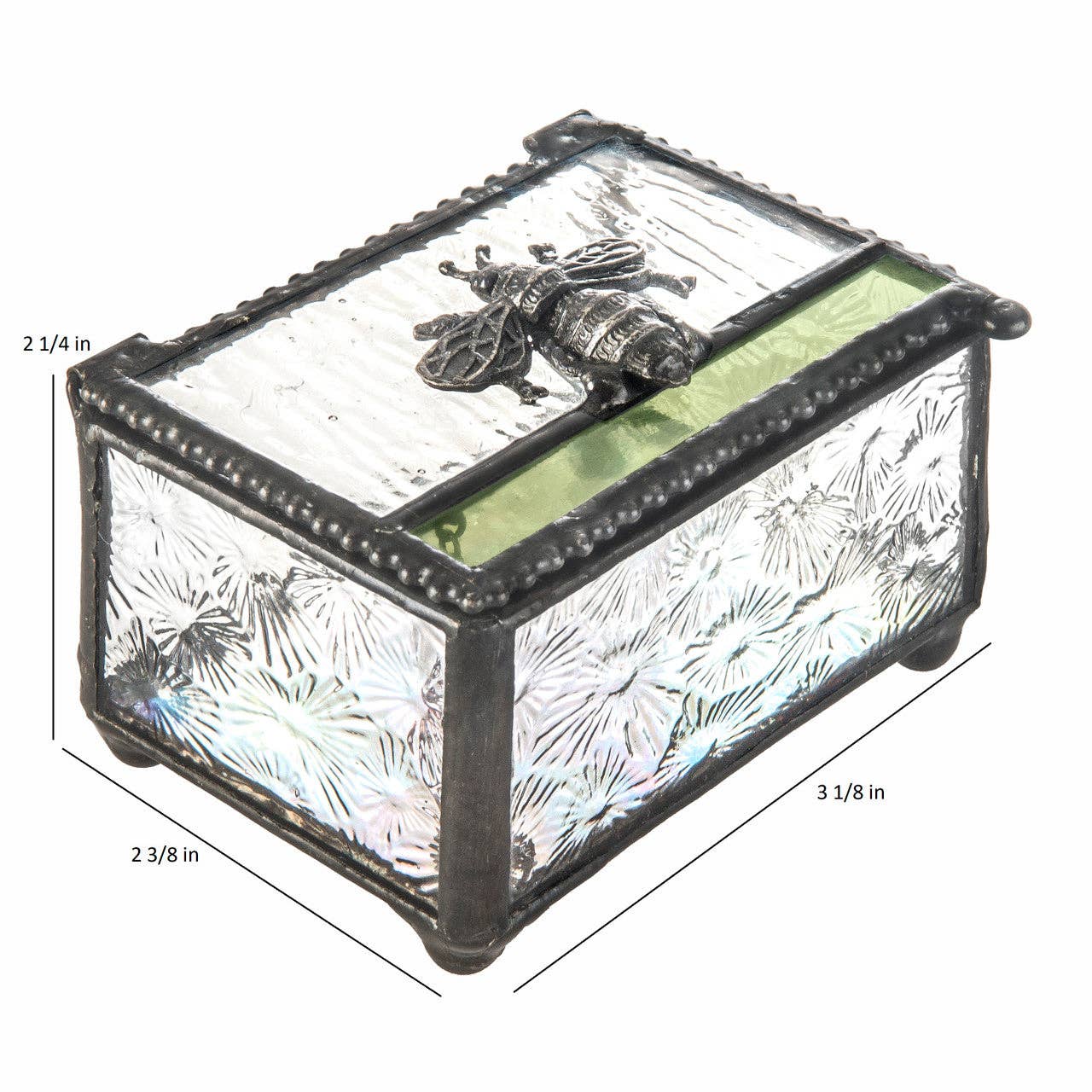 J Devlin Glass Art & Bert Anderson Collection - Box 753 Clear Florentine Glass with Bee