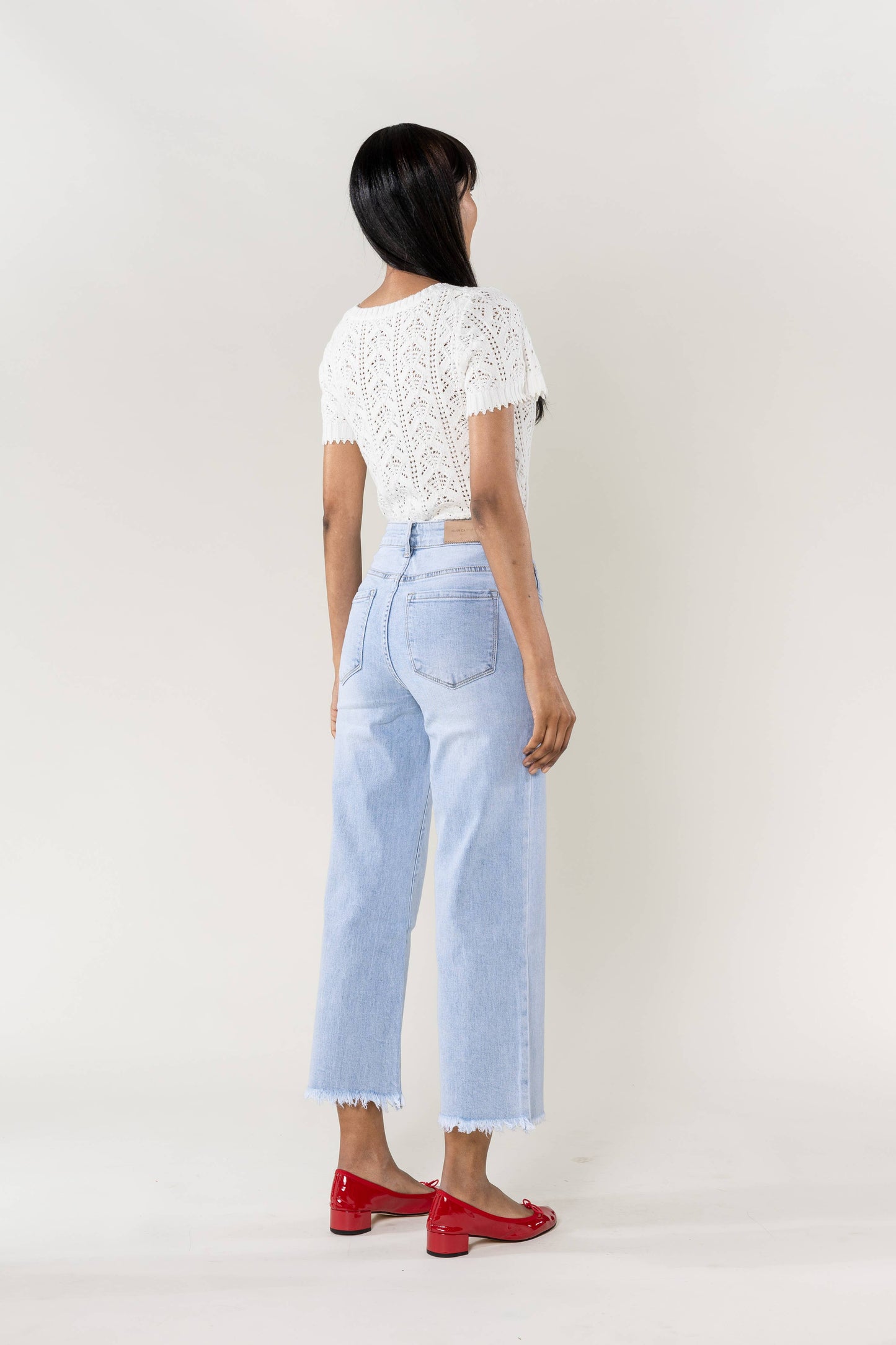 Nina Carter - Jean Nina Carter flare cropped frayed stretch QY1850