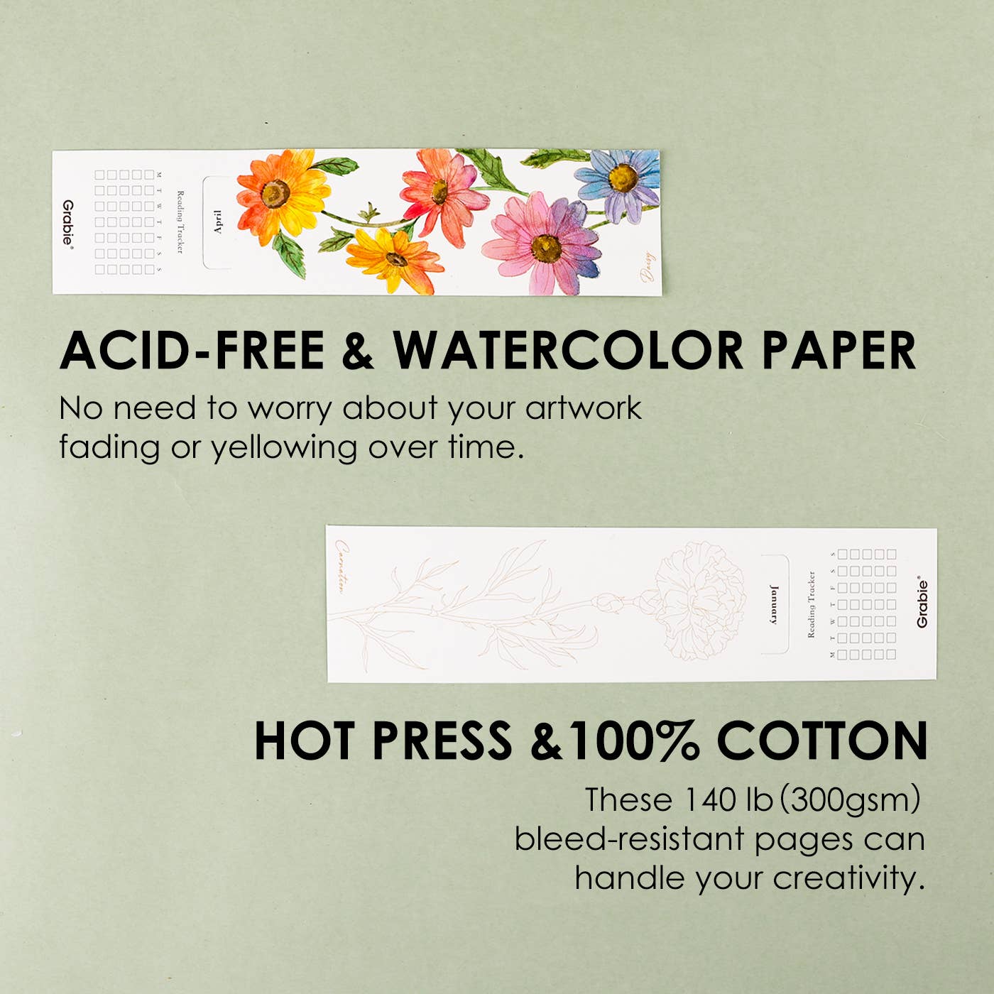 Grabie - 12 Sheets 140LB Watercolor Coloring Bookmarks