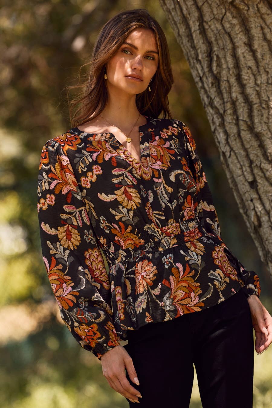 Oddi - Floral Printed Peplum Style Blouse