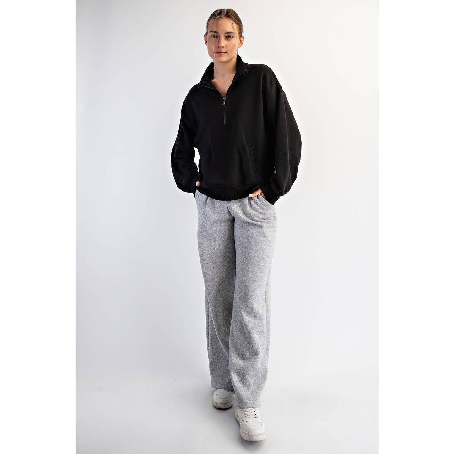 Rae Mode - FRENCH TERRY FLEECE QUARTER ZIP PULLOVER