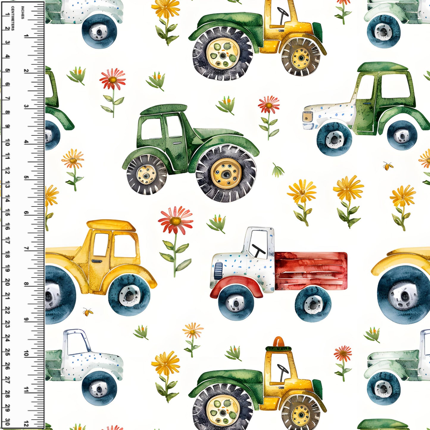 Busy Little Stitches - Farm Vehicles Floral Toddler Blanket